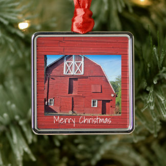 Red Barn-kerstversiering Metalen Ornament
