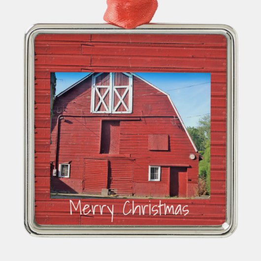 Red Barn-kerstversiering Metalen Ornament (Voorkant)