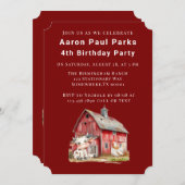 Red Barn Koe Chicken Boy Verjaardagsfeestje Kaart (Voorkant / Achterkant)