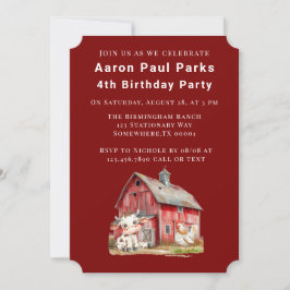 Red Barn Koe Chicken Boy Verjaardagsfeestje Kaart