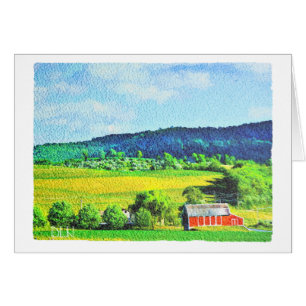 Red Barn/Landscape Art/Waterverf look