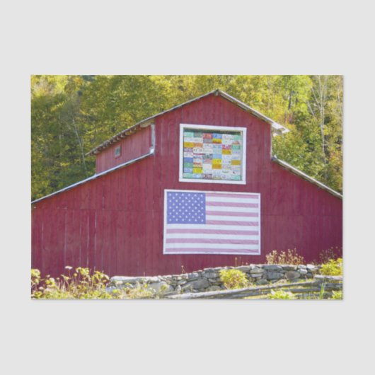 Red Barn met American Flag State License Borden Tissuepapier (Voorkant)