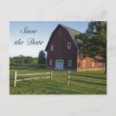 Red Barn met hek country Weddenschap Save the Date Aankondigingskaart (Voorkant)