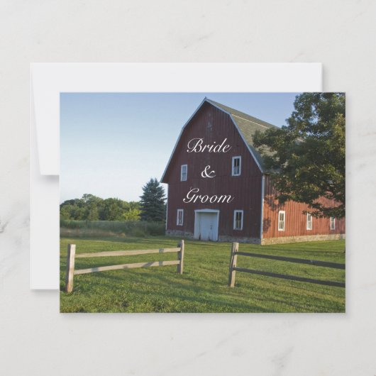 Red Barn met hek country Wedding Flat Note Kaart (Voorkant)