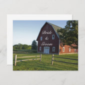 Red Barn met hek country Wedding Flat Note Kaart (Voorkant / Achterkant)