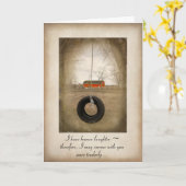 Red Barn met Tire Swing Sympathie Kaart (Gele Bloem)