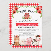 Red Barn Oink Baa Moo Boerderij Baby shower Kaart (Voorkant / Achterkant)