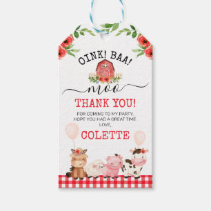 Red Barn Oink Baa Moo Boerderij Birthday Cadeaulabel