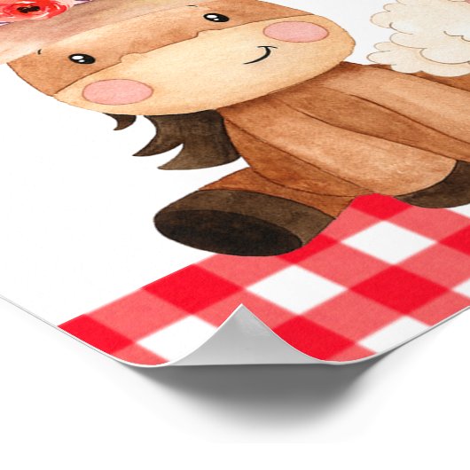 Red Barn Oink Baa Moo Boerderij Birthday Welkom Poster (Hoek)