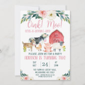 Red Barn Oink Moo Boerderij Uitnodiging (Voorkant)