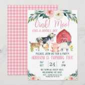 Red Barn Oink Moo Boerderij Uitnodiging (Voorkant / Achterkant)