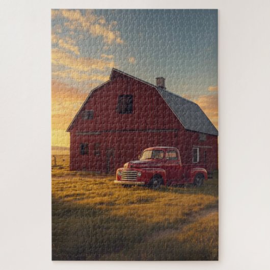 Red Barn Old Truck Jigsaw Puzzle Legpuzzel (Verticaal)
