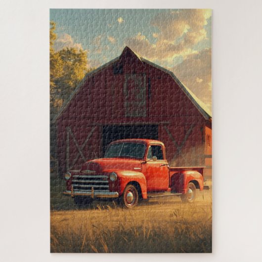 Red Barn Old Truck Jigsaw Puzzle Legpuzzel (Verticaal)