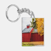 Red Barn op de herfst Acrylische Sleutelhanger (Voorkant Links)