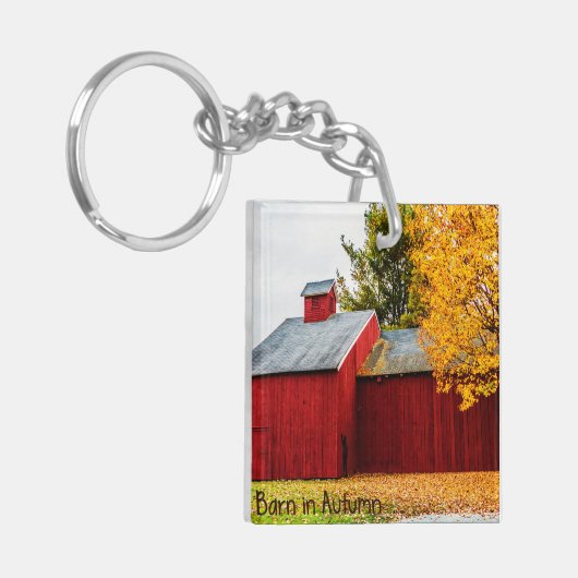 Red Barn op de herfst Acrylische Sleutelhanger (Voorkant Links)