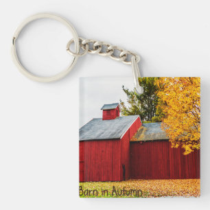 Red Barn op de herfst Acrylische Sleutelhanger