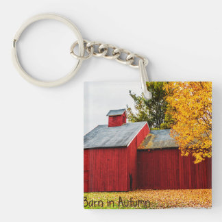 Red Barn op de herfst Acrylische Sleutelhanger