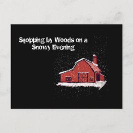 Red Barn op een sneeuwnacht Feestdagenkaart