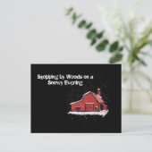 Red Barn op een sneeuwnacht Feestdagenkaart (Staand voorkant)