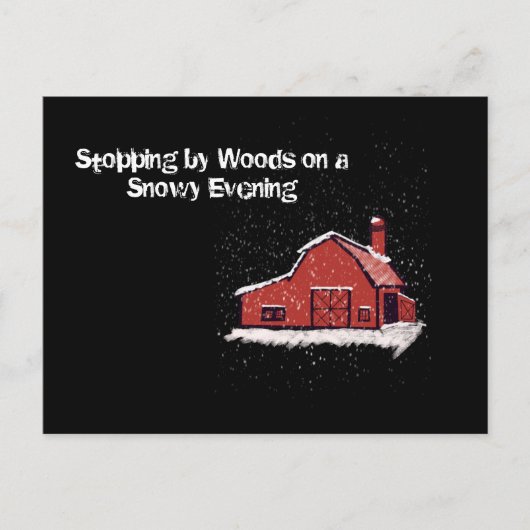 Red Barn op een sneeuwnacht Feestdagenkaart (Voorkant)