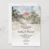 Red Barn op Hill Boerderij Waterverf Wedding Showe Kaart (Voorkant)