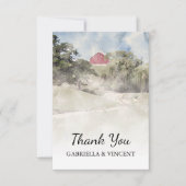 Red Barn op Hill Country Boerderij Wedding Bedankkaart (Voorkant)