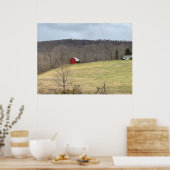 Red Barn op Hill Poster (Keuken)