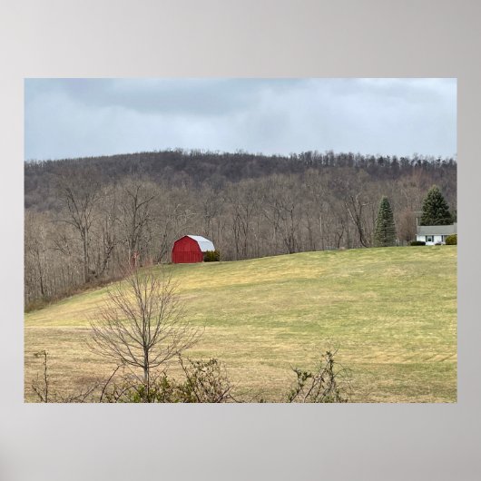 Red Barn op Hill Poster (Voorkant)