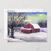 Red Barn op Sneeuwpostkaart Briefkaart (Voorkant / Achterkant)