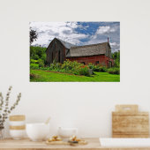 Red Barn op zonnige zomerdag Poster (Keuken)