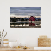 Red Barn Reflection in Water HDR Foto Poster (Keuken)