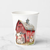 Red Barn Schattigee Koe en Chicken Boy Verjaardags Papieren Bekers (Achterkant)