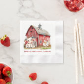 Red Barn Schattigee Koe en Chicken Boy Verjaardags Servet (Insitu)