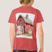 Red Barn Schattigee Koe en Chicken Boy Verjaardags Tri-Blend Shirt (Achterkant)