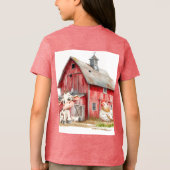 Red Barn Schattigee Koe en Chicken Boy Verjaardags Tri-Blend Shirt (Achterkant)