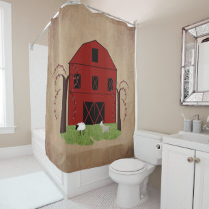 Red Barn Shower Curtain Douchegordijn