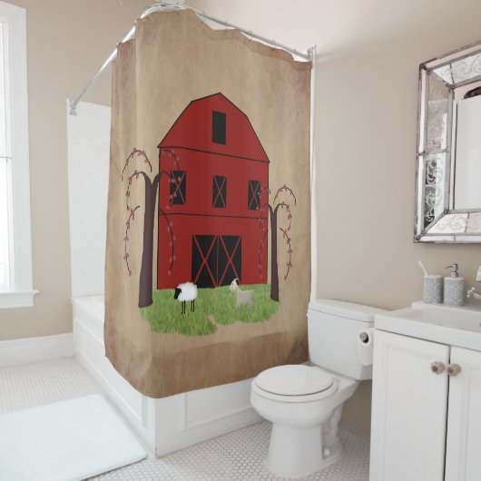 Red Barn Shower Curtain Douchegordijn (In situ)