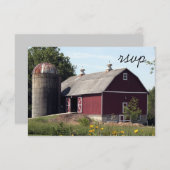 Red Barn Silo Country Wedding RSVP Response Kaart (Voorkant / Achterkant)