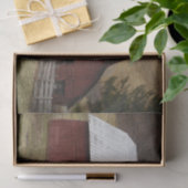 Red Barn Silver Roof run-Down Fence Tissuepapier (Geschenk)