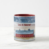 Red Barn Snow Country Christmas Fun Mok Cup (Midden)