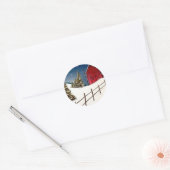 Red Barn Snowy Landscape Ronde Sticker (Envelop)