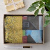 Red Barn Snuggled in het veld Gele Daffodils Tissuepapier (Geschenk)