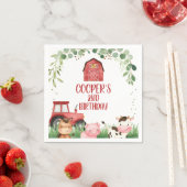 Red Barn Tractor Boerderij Foliage Verjaardag Servet (Insitu)