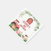 Red Barn Tractor Boerderij Foliage Verjaardag Servet (Hoek)