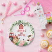 Red Barn Tractor Boerderij Verjaardagsfeestje Papi Papieren Bordje (Feest)