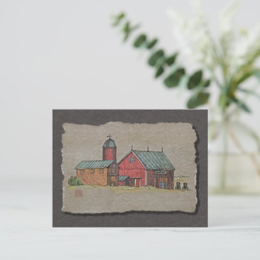 Red Barn & Two Buggies Briefkaart (Staand voorkant)