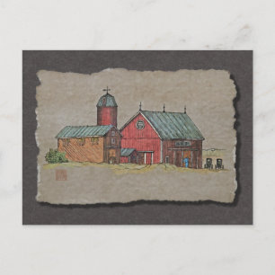 Red Barn & Two Buggies Briefkaart