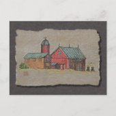 Red Barn & Two Buggies Briefkaart (Voorkant)