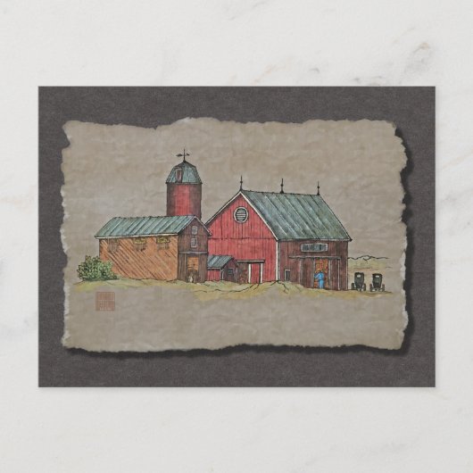 Red Barn & Two Buggies Briefkaart (Voorkant)