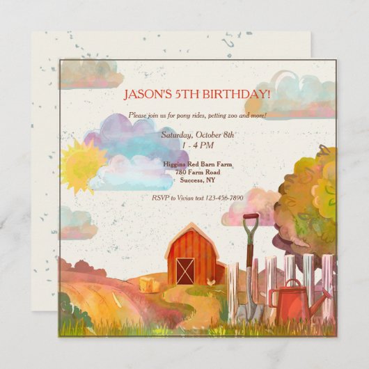 Red Barn Uitnodiging (Voorkant / Achterkant)